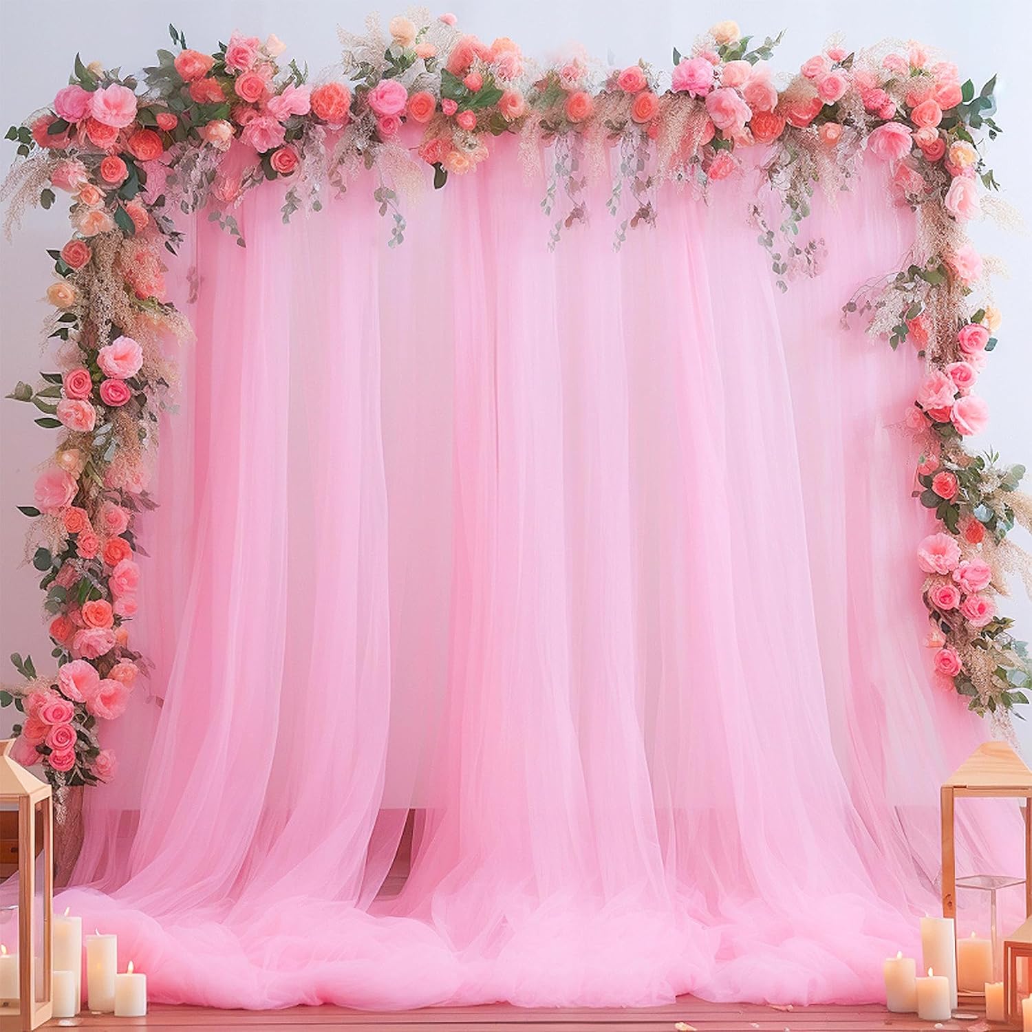 Home Bargains - Pink Tulle Backdrop Curtain for Parties