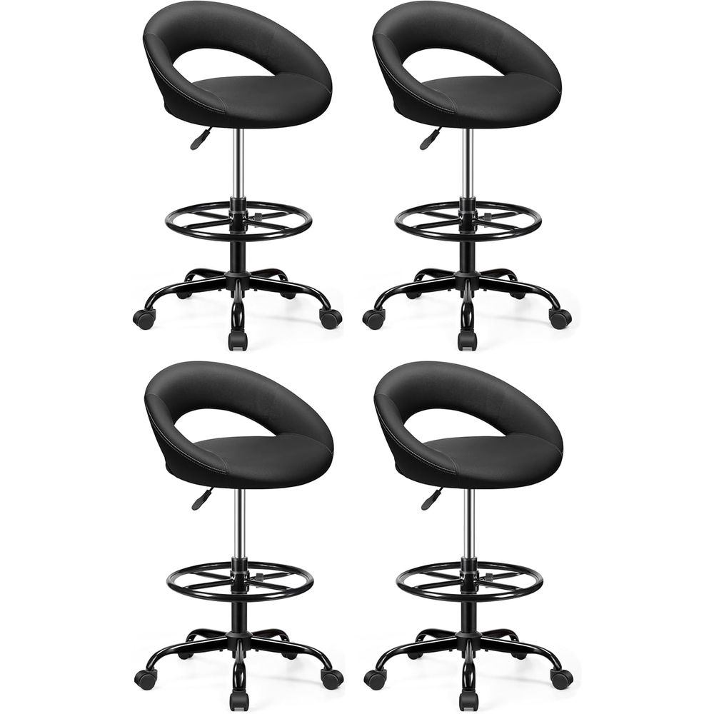 Home Bar And Kitchen - Adjustable Swivel Bar Stools with Back