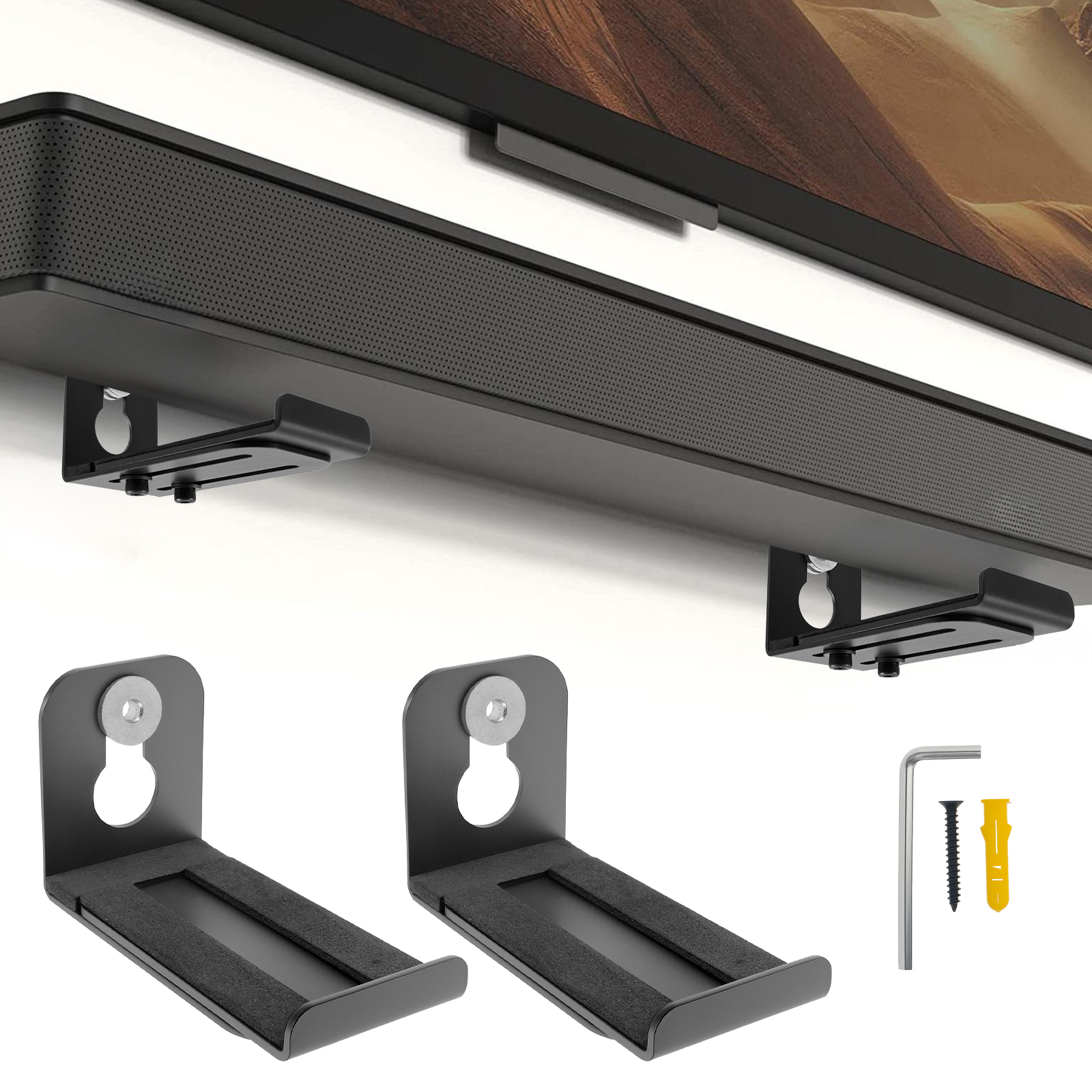 Home Bar Set - 2Pcs Soundbar Speaker Stands Wall Mount