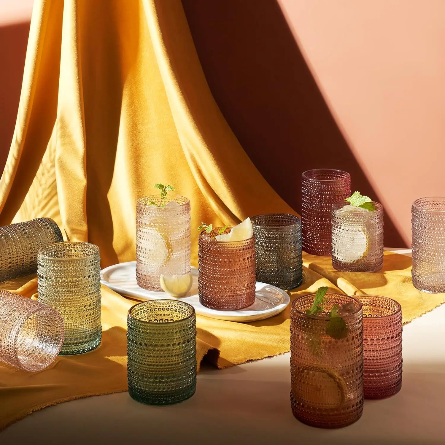 Hobnail Beaded Highball Drinki - Highball Glass Set reseña y precio