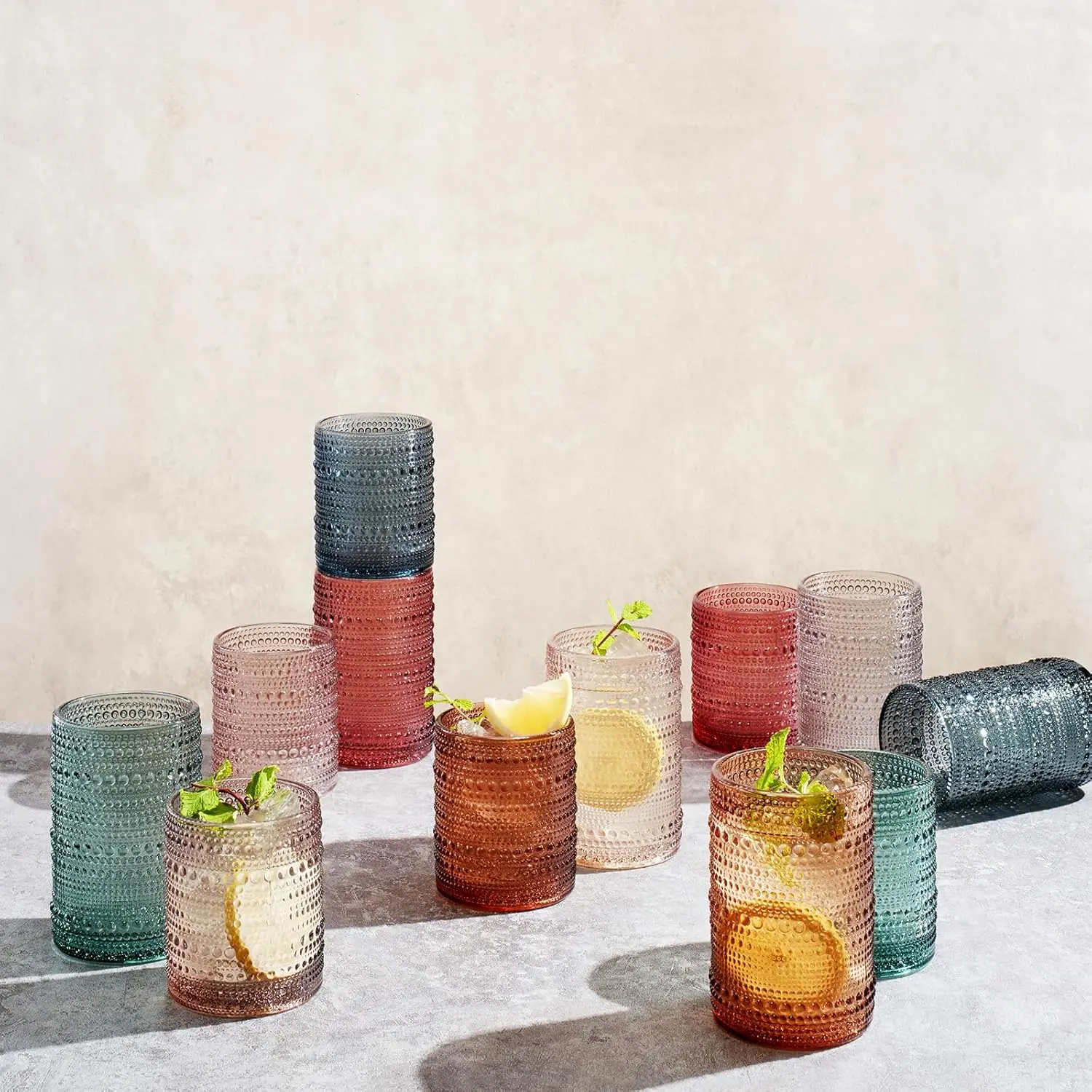 Hobnail Beaded Highball Drinki - Highball Glass Set reseña y precio