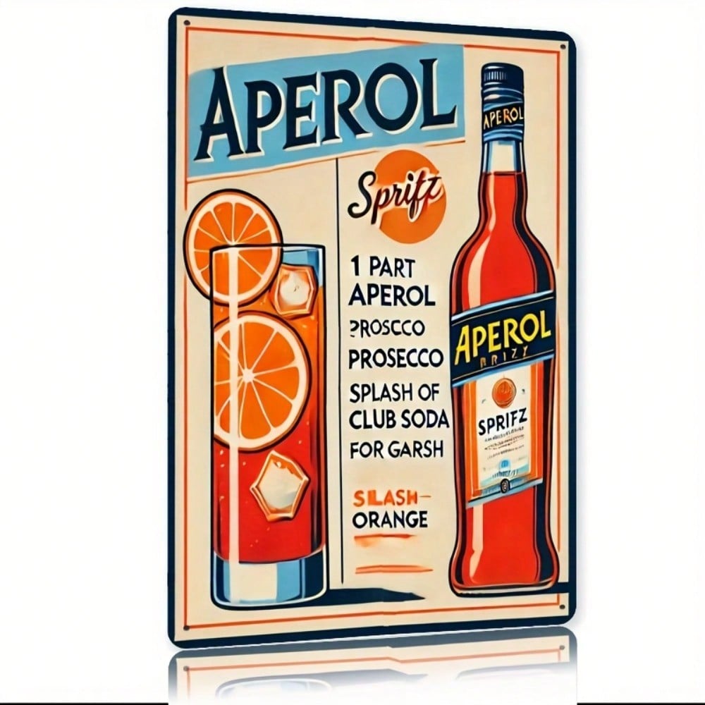 Vintage Aperol Spritz Metal Si - Home Bar And Kitchen reseña y precio