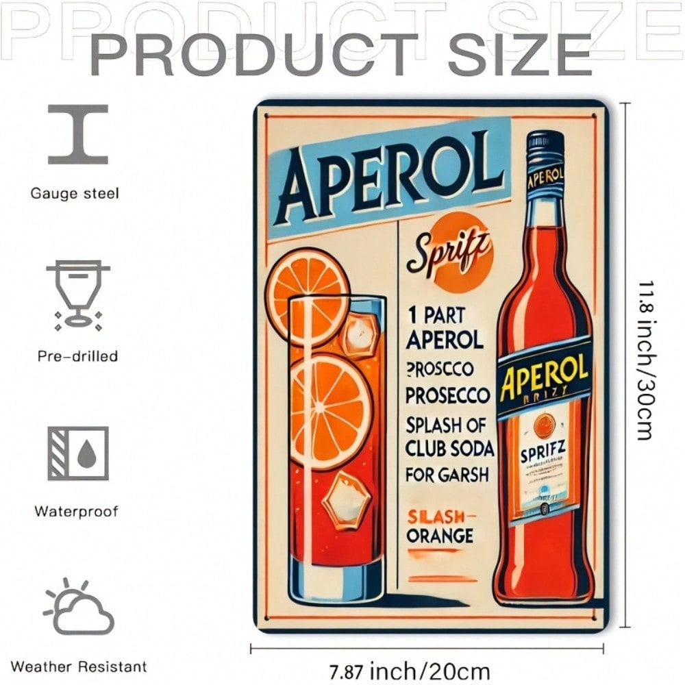 Vintage Aperol Spritz Metal Si - Home Bar And Kitchen reseña y precio
