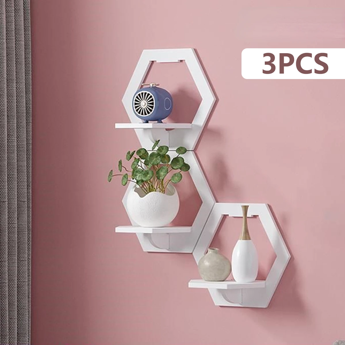 3Pcs Hexagon Wall Shelf Punch  - Home Bar Shelves reseña y precio