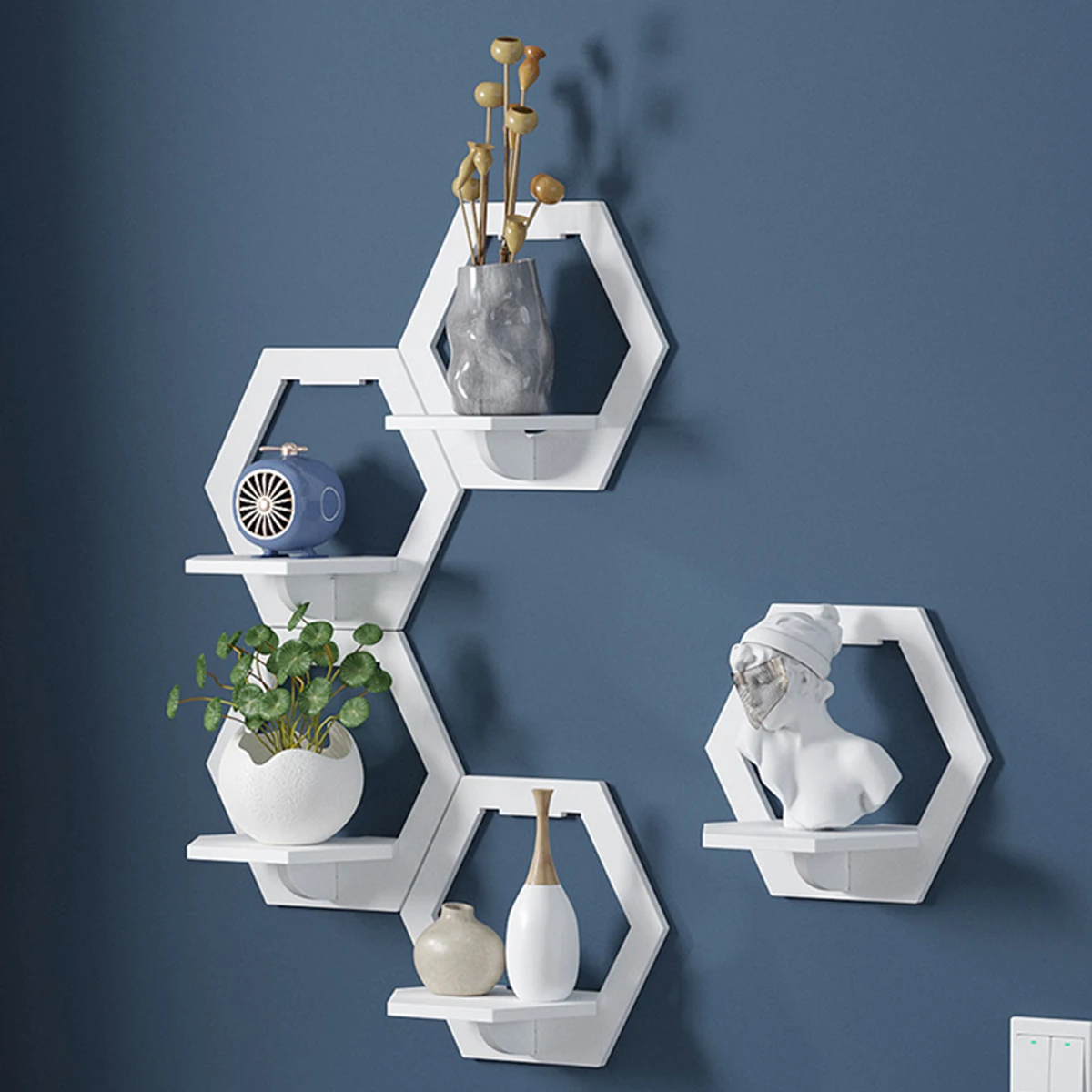 3Pcs Hexagon Wall Shelf Punch  - Home Bar Shelves reseña y precio