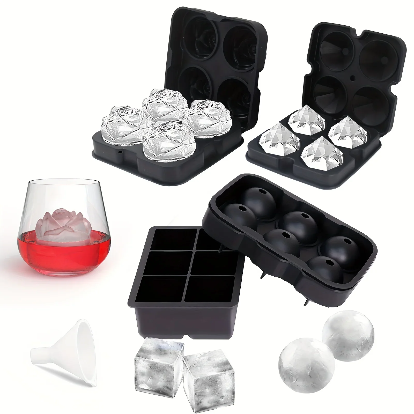 1pc 3D Rose Ice Cube Mold, Squ - Ice Mold Sphere reseña y precio
