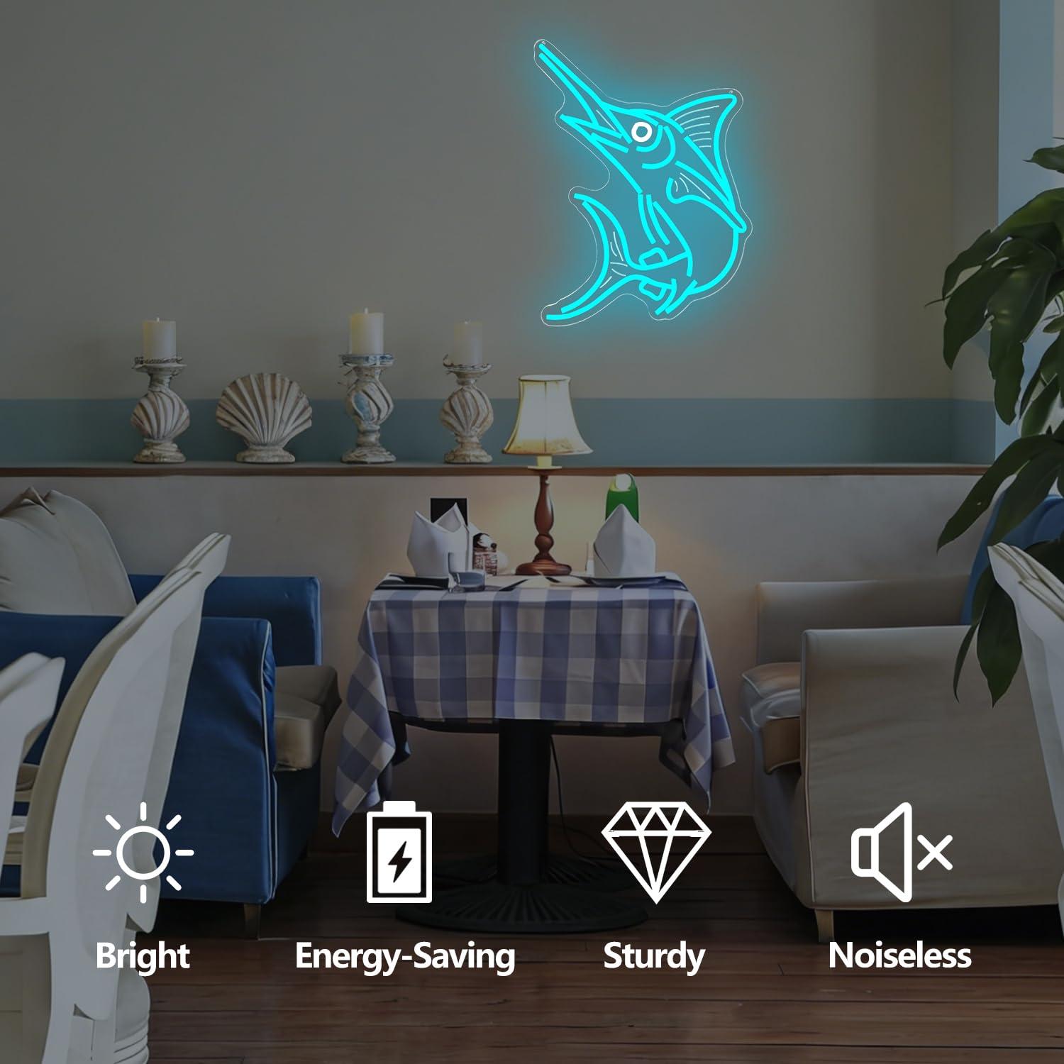 Marlin Fish Neon Sign Deep Sea - Home Bar Signs reseña y precio