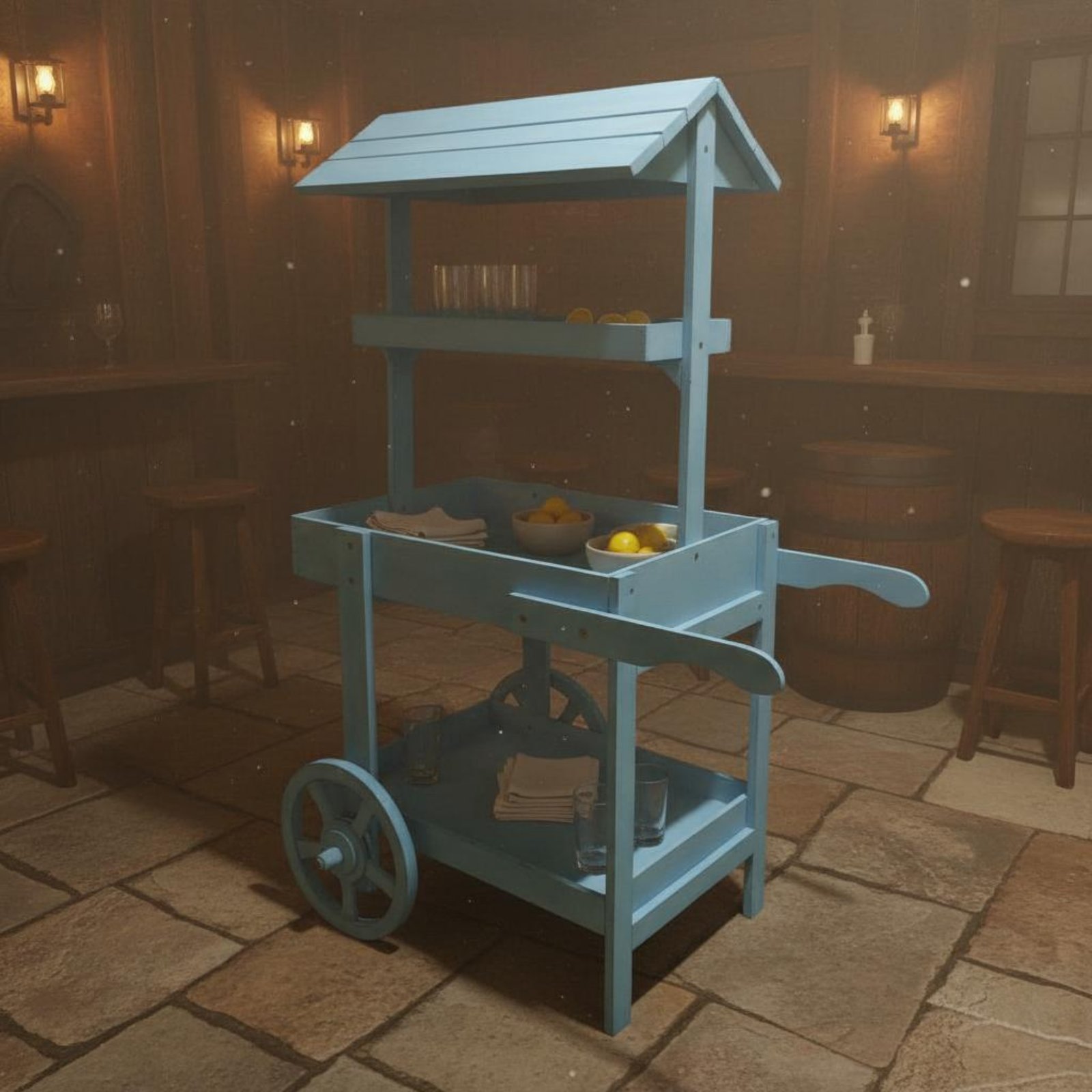 Rustic Display Trolley Wheeled - Home Bar Shelves reseña y precio