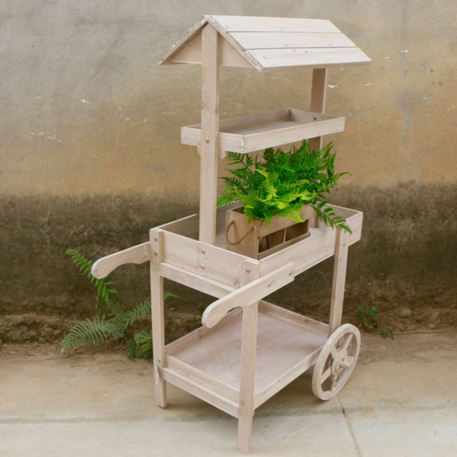 Rustic Display Trolley Wheeled - Home Bar Shelves reseña y precio