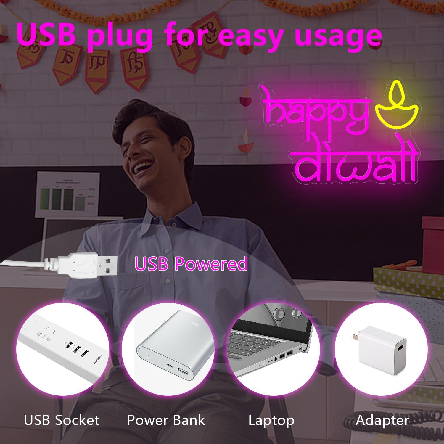 Happy Diwali Neon Sign USB Pow - Home Bar Signs reseña y precio