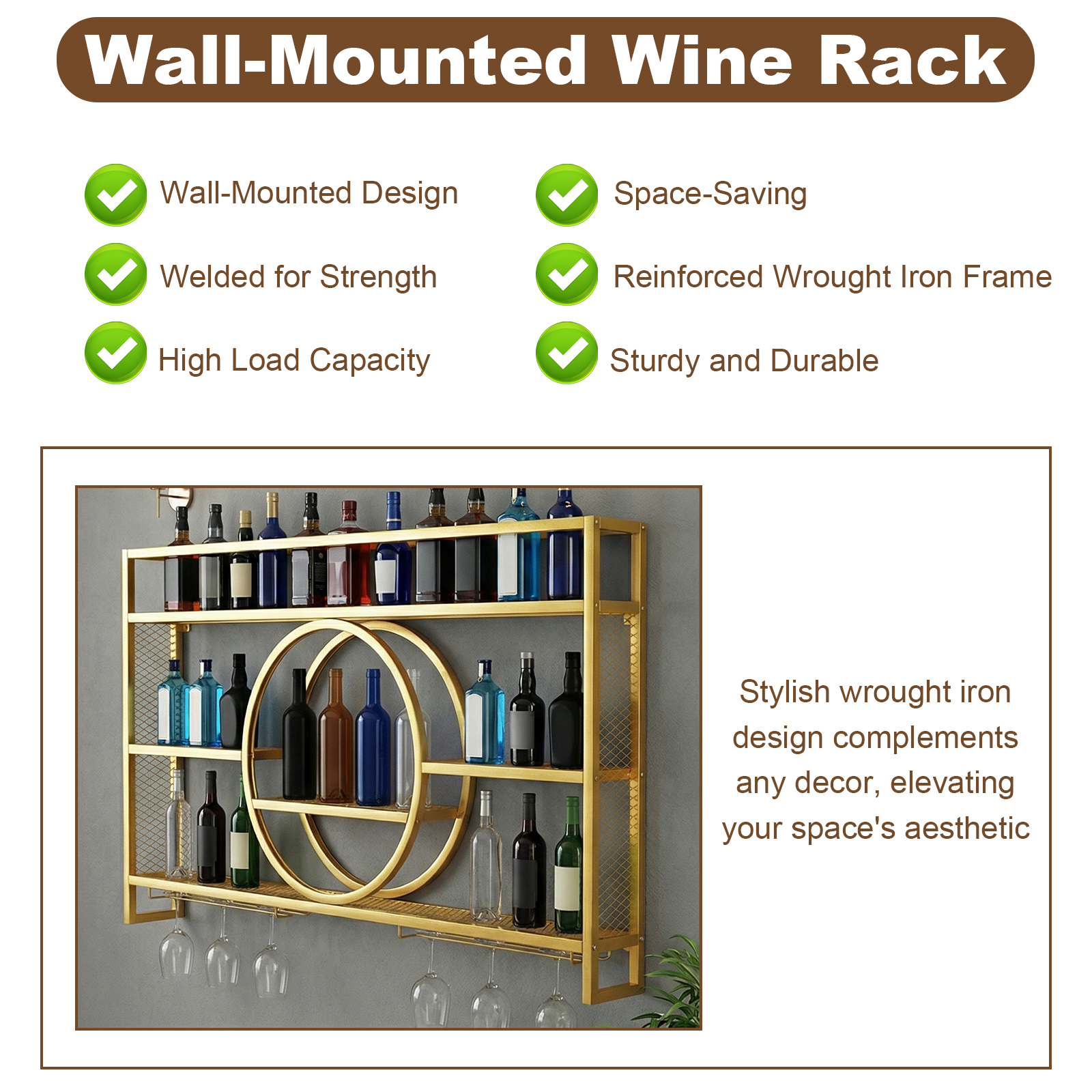 Wine Glass Rack Floating Bar S - Home Bar Shelves reseña y precio