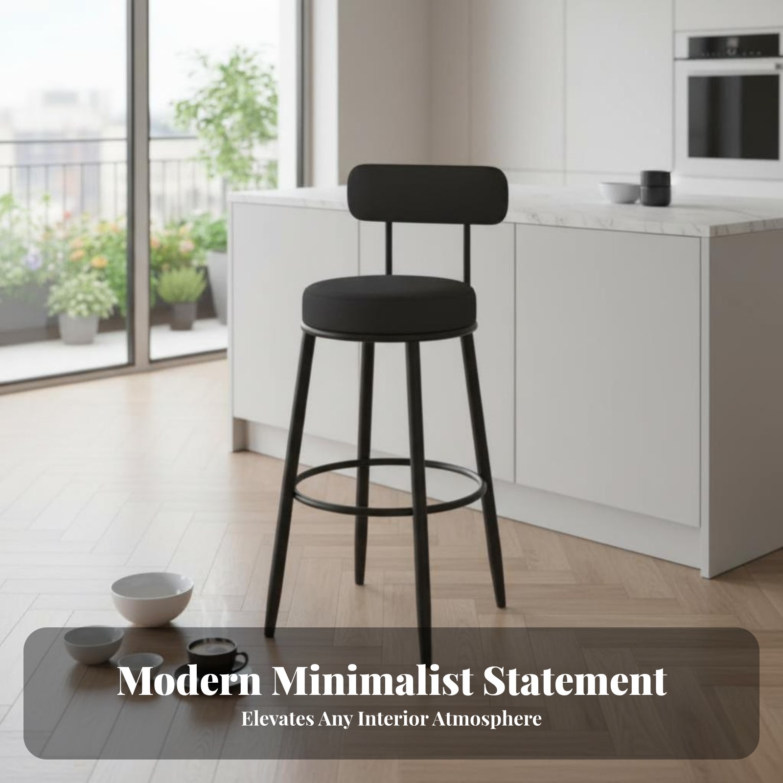 Upholstered Stool with Low Rea - Home Bar Seating reseña y precio