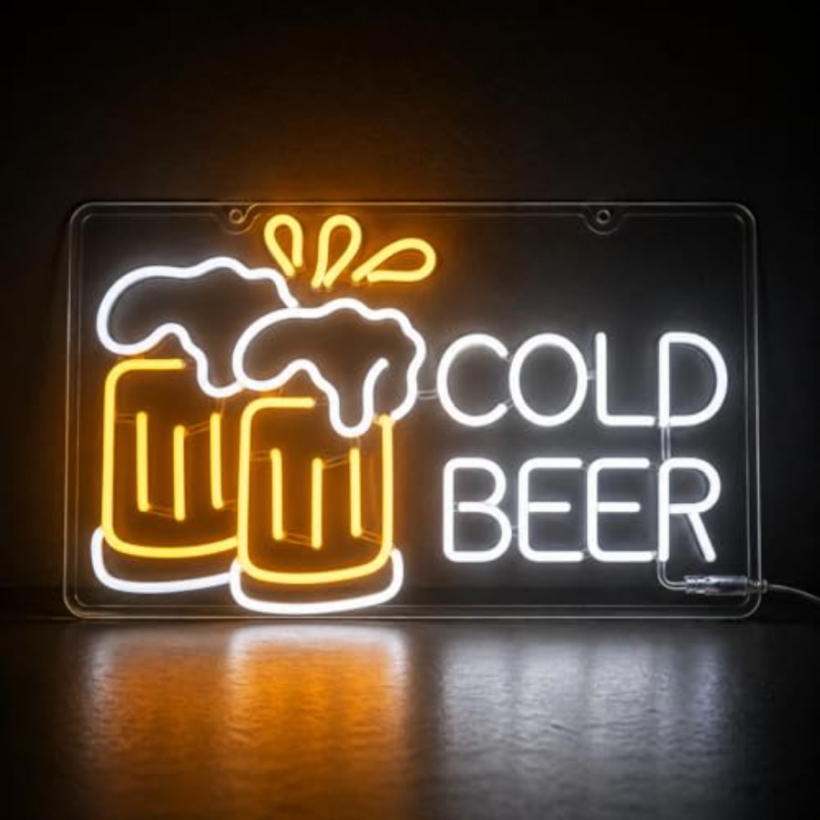 Cold Beer Neon Sign for Busine - Home Bar Signs reseña y precio