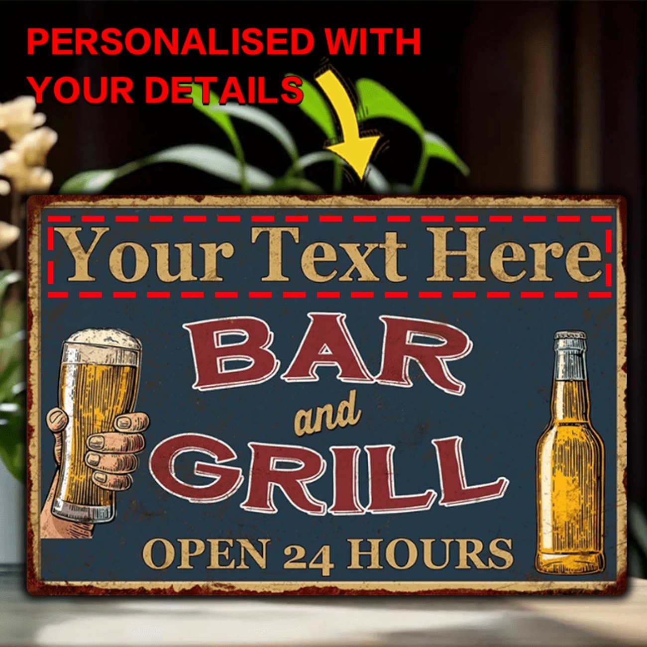 Customizable Bar & Grill Alumi - Home Bar Signs reseña y precio