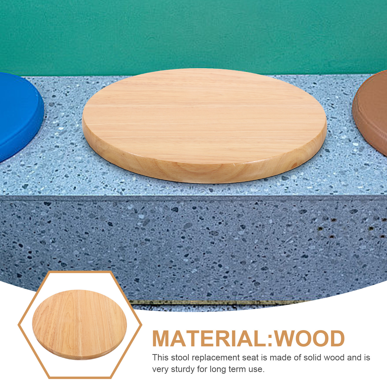 Round Wooden Bar Stool Seat Re - Home Bar Seating reseña y precio