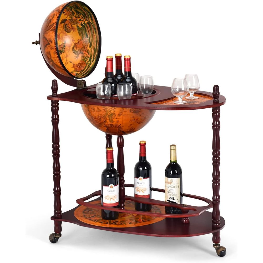 Vintage 34.5 Wheeled Globe Bar - Home Bar Shelves reseña y precio