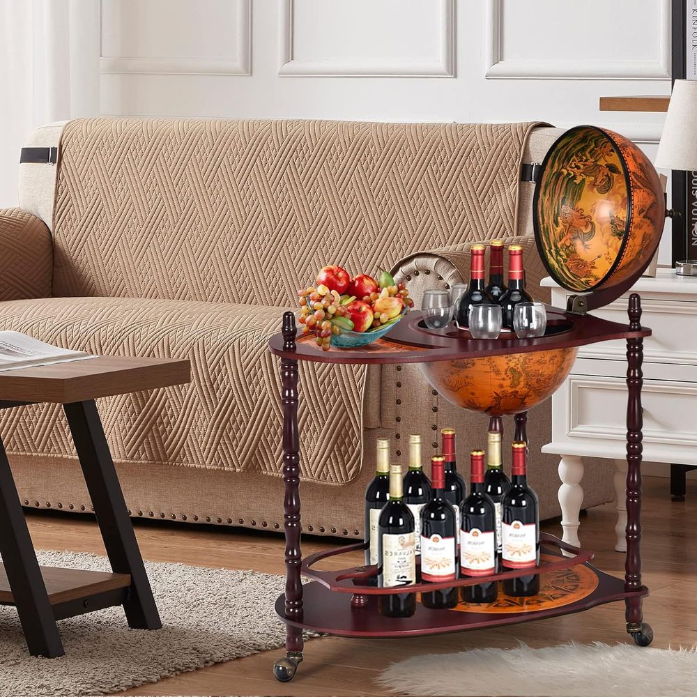 Vintage 34.5 Wheeled Globe Bar - Home Bar Shelves reseña y precio