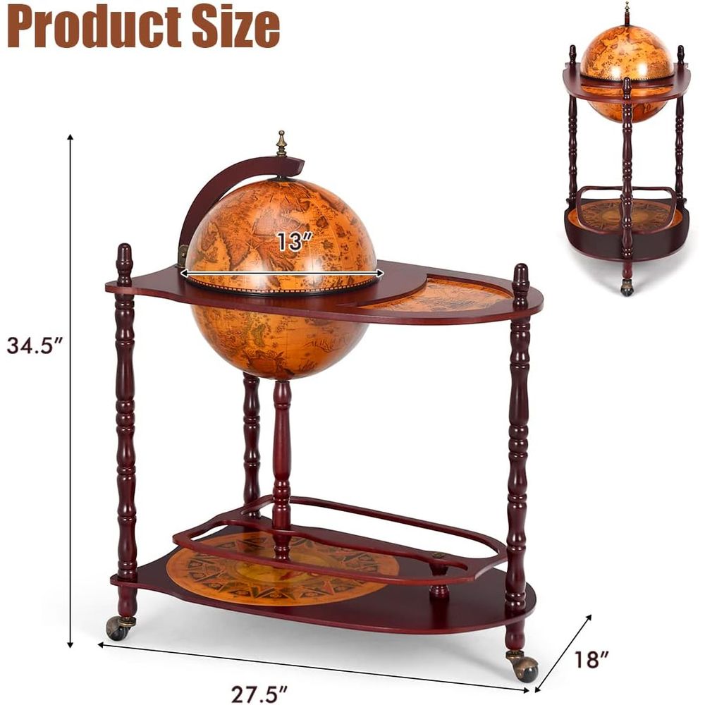 Vintage 34.5 Wheeled Globe Bar - Home Bar Shelves reseña y precio