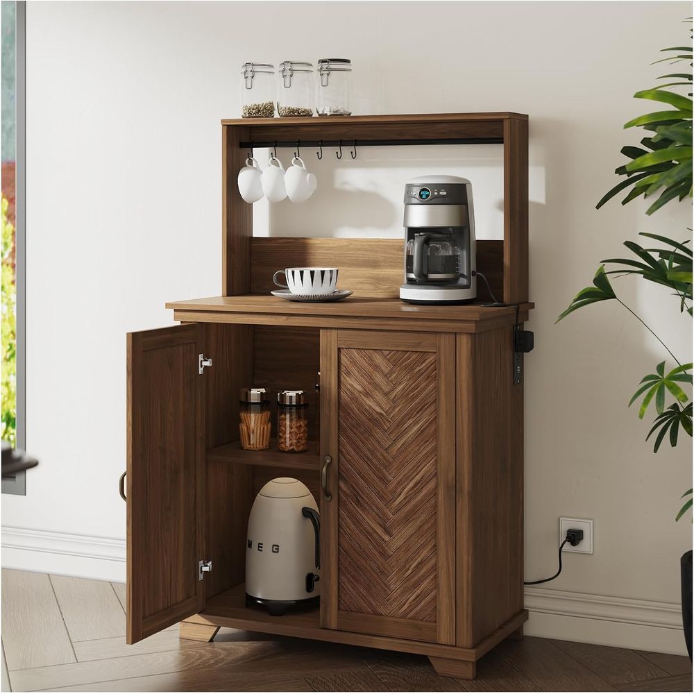 Coffee Bar Cabinet with Storag - Home Bar Shelves reseña y precio