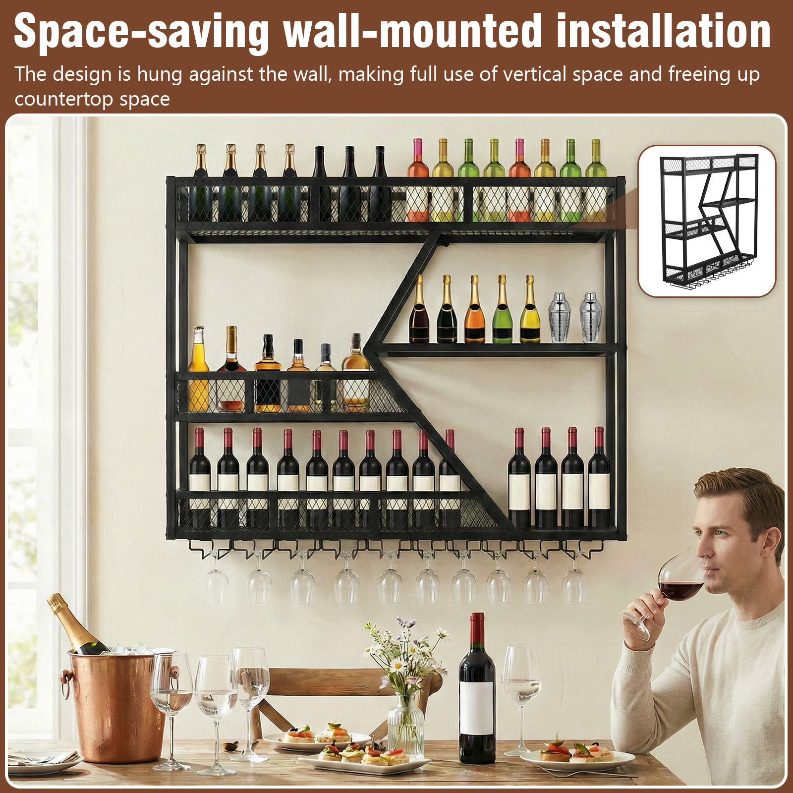 39in 3-Tiers Floating Bar Shel - Home Bar Shelves reseña y precio