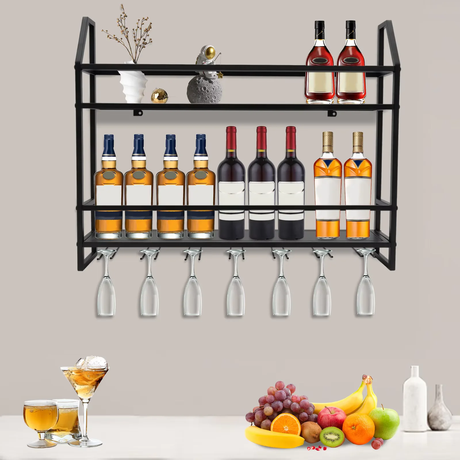Bar Wine Shelf Wall-Mounted Bo - Home Bar Shelves reseña y precio