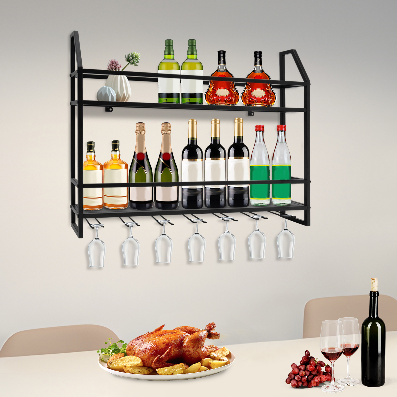 Bar Wine Shelf Wall-Mounted Bo - Home Bar Shelves reseña y precio