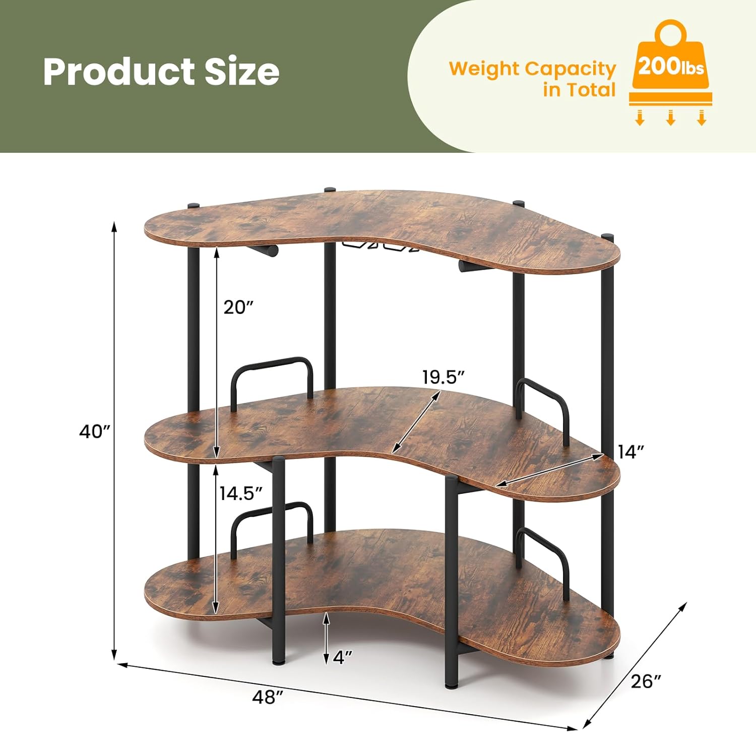 3-Tier Bar Table, Corner Bar C - Home Bar Shelves reseña y precio