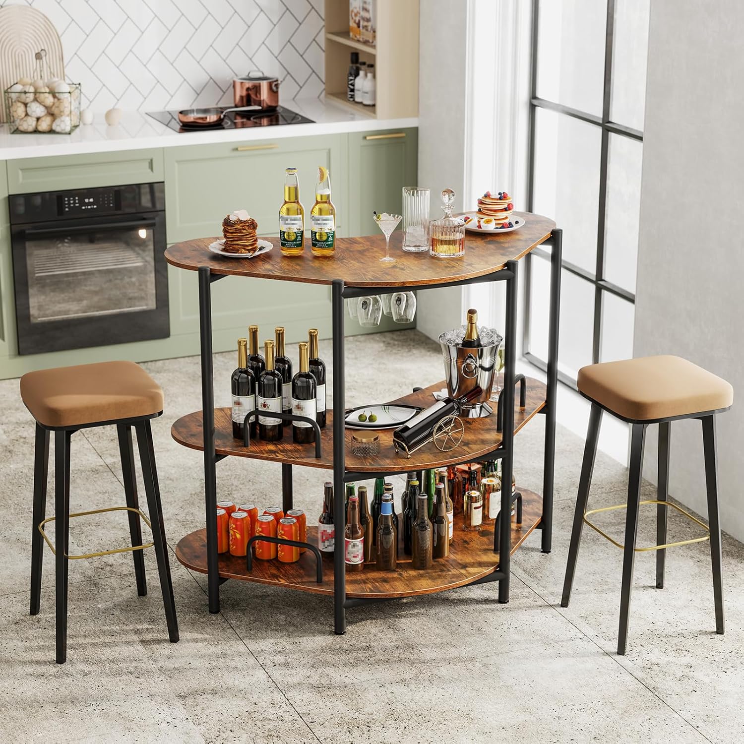 3-Tier Bar Table, Corner Bar C - Home Bar Shelves reseña y precio