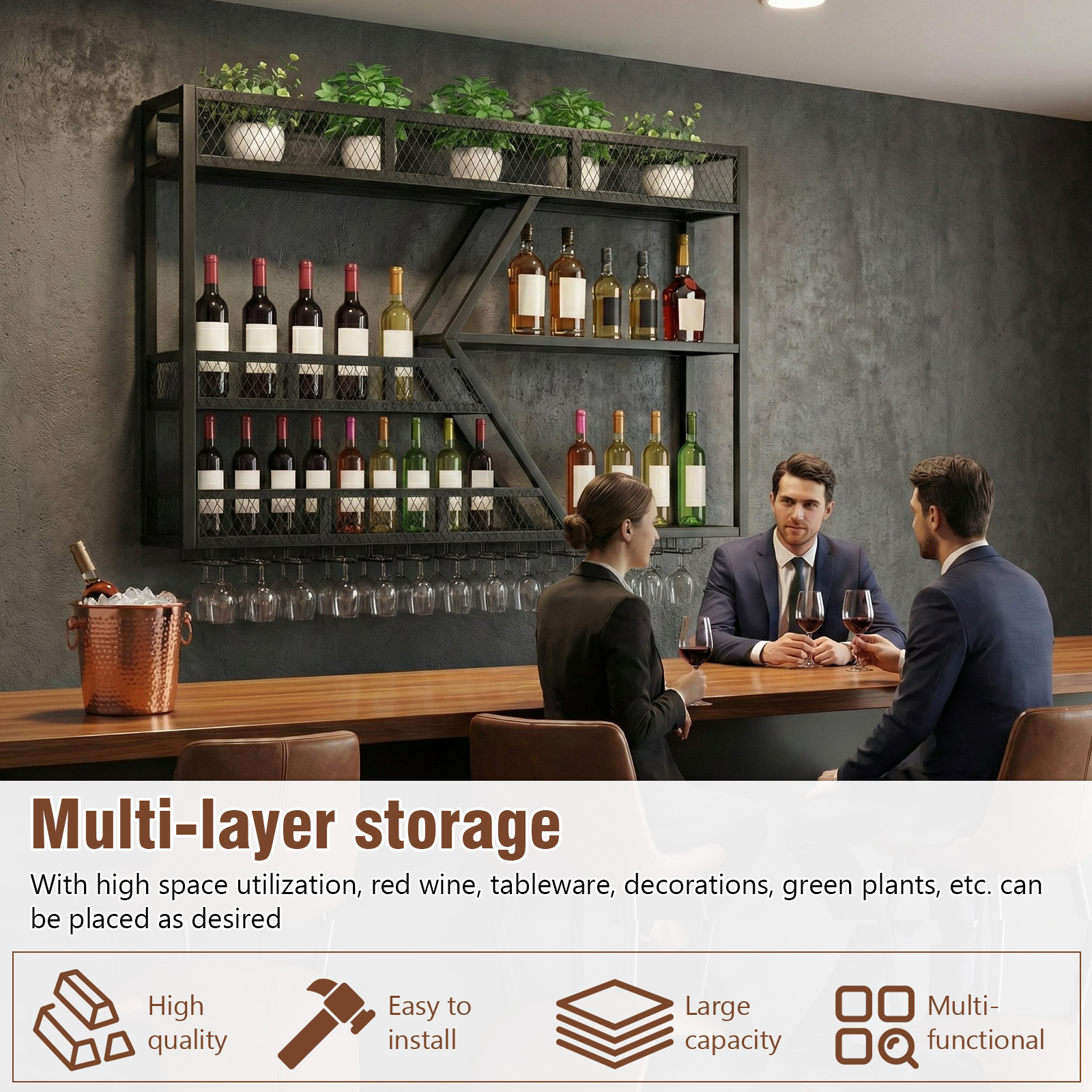 39in 3-Tiers Liquor Bottle Dis - Home Bar Shelves reseña y precio