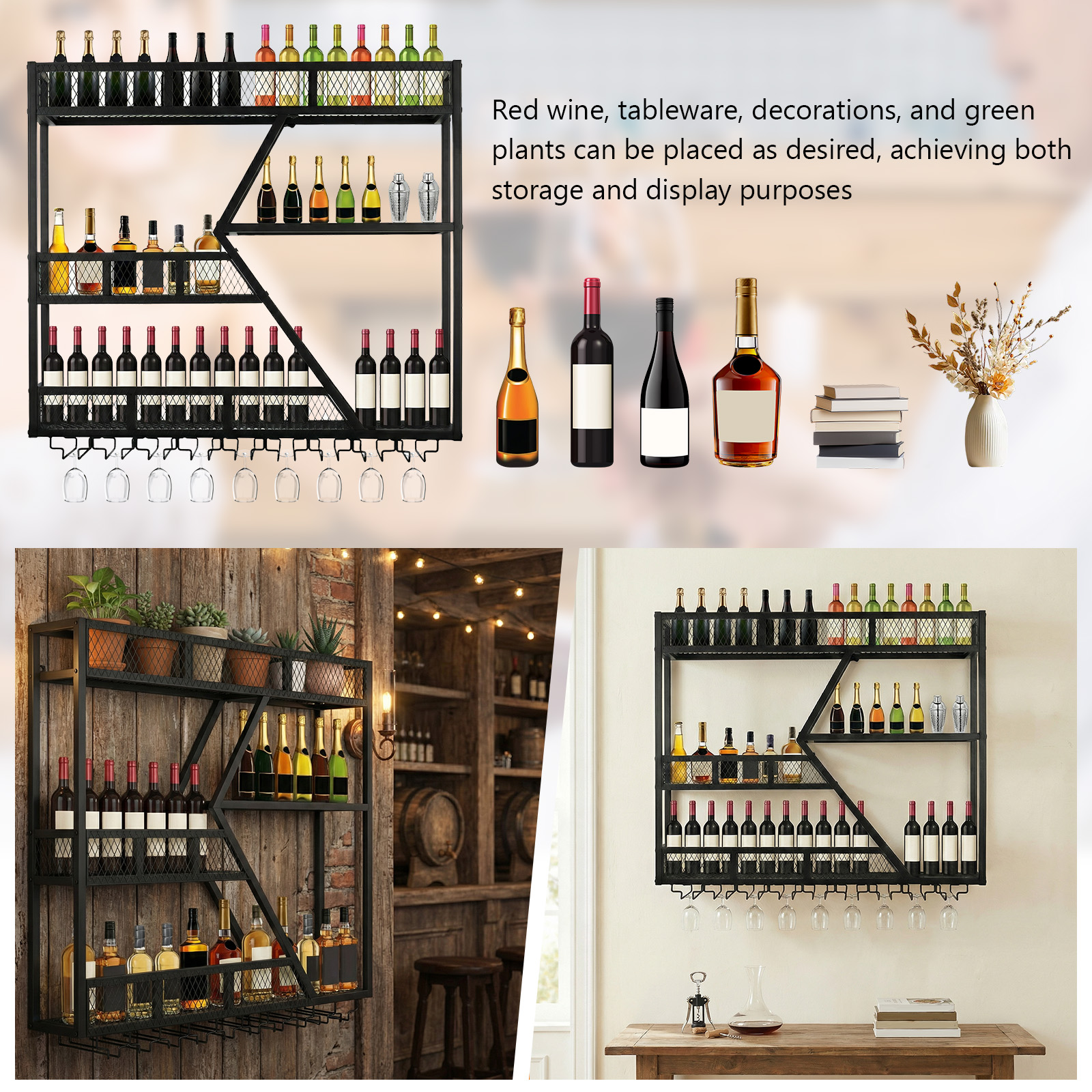 39in 3-Tiers Liquor Bottle Dis - Home Bar Shelves reseña y precio