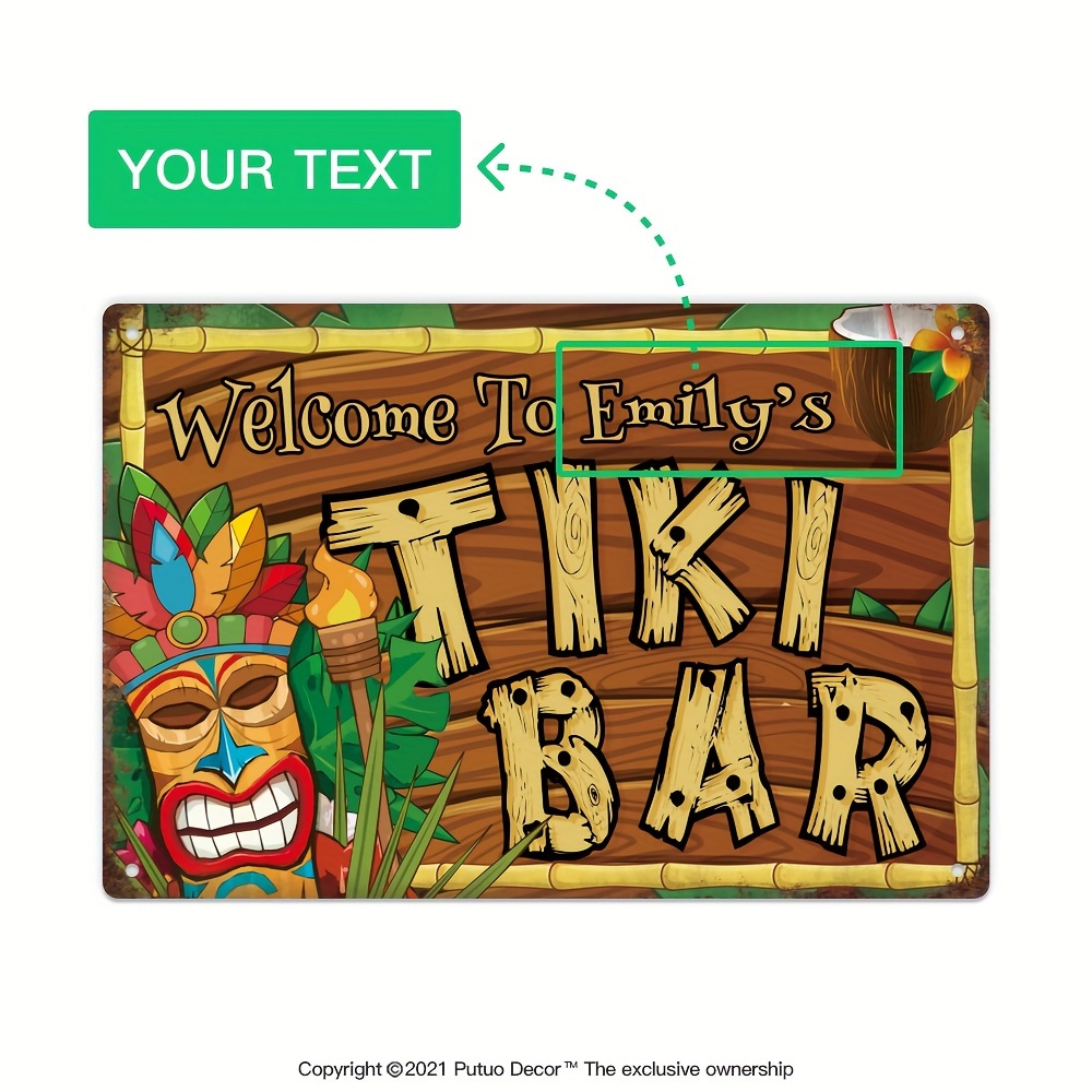 Custom  Decor Tiki Bar Sign, P - Home Bar Signs reseña y precio