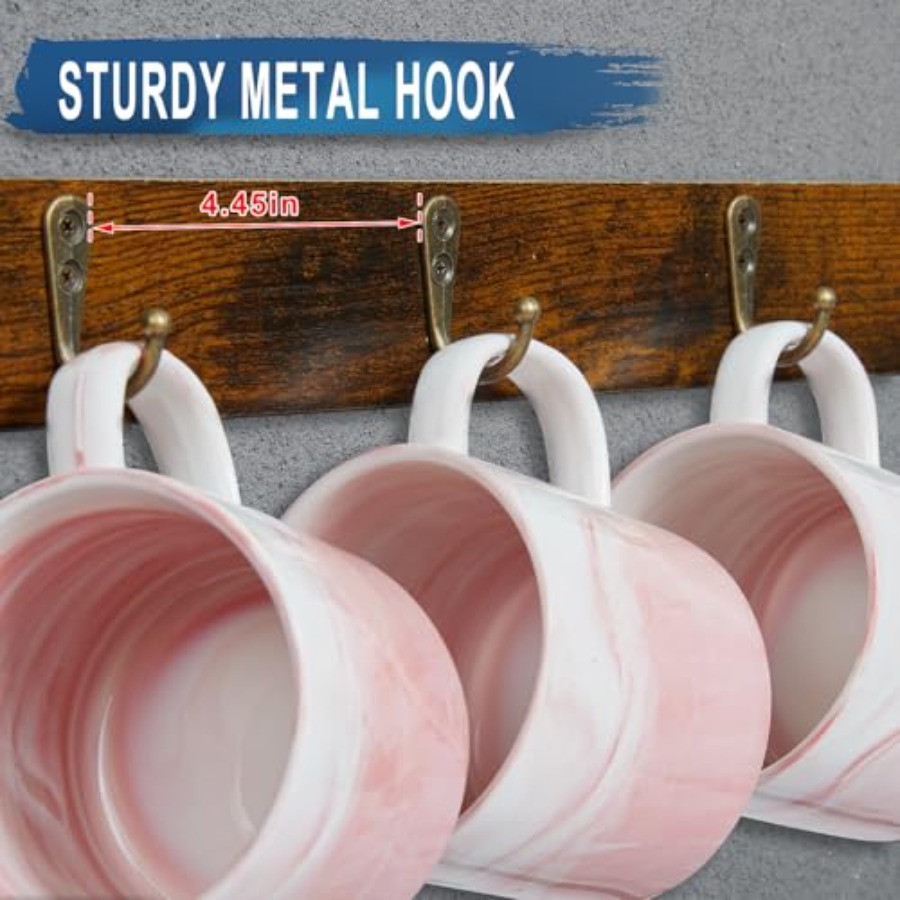 Rustic Wood Coffee Mug Rack -  - Home Bar Shelves reseña y precio