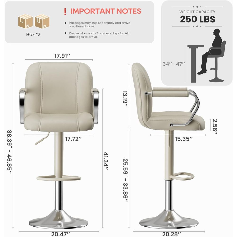 3 Beige Adjustable Swivel Coun - Home Bar Seating reseña y precio