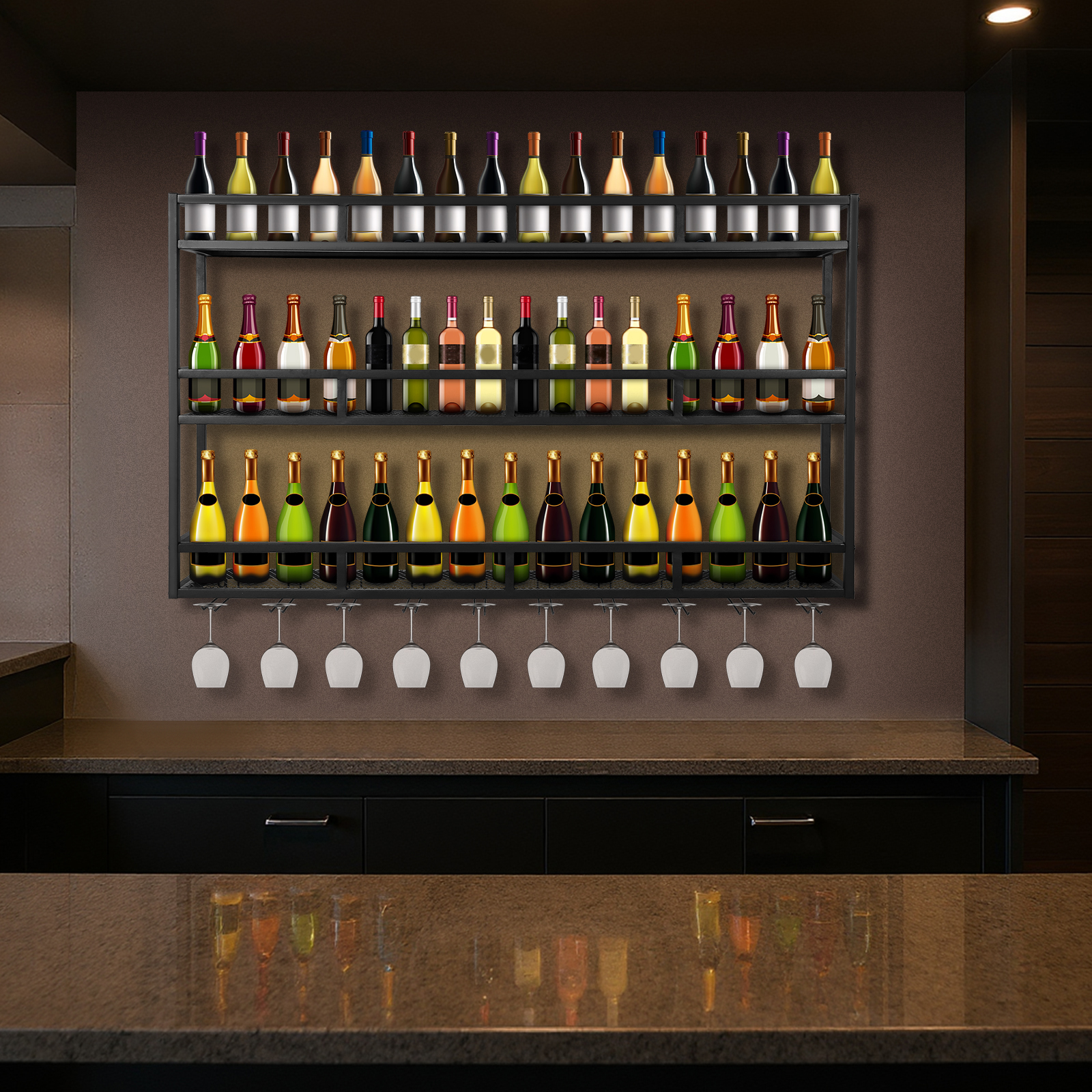 Bar Liquor Bottle Display Shel - Home Bar Shelves reseña y precio