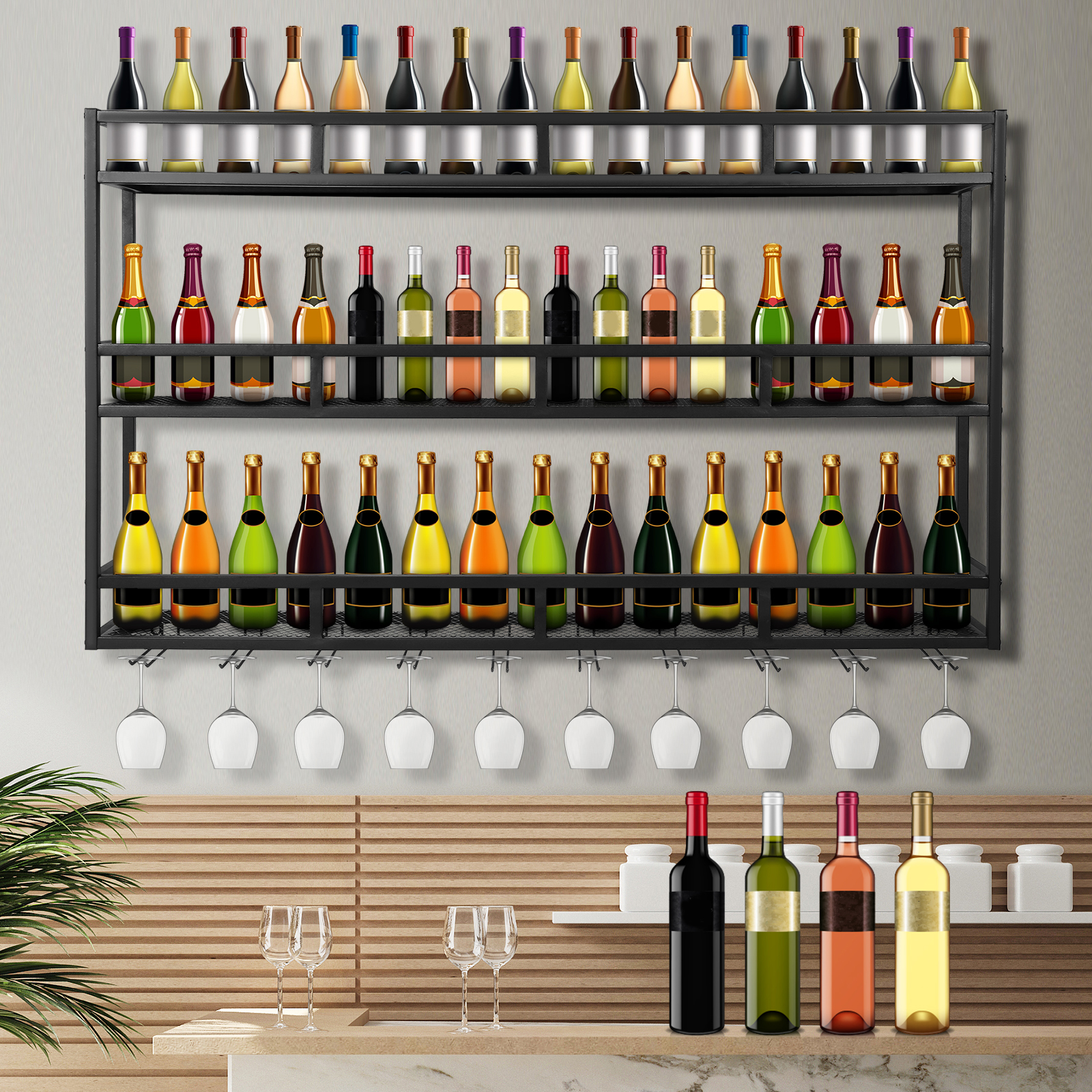 Bar Liquor Bottle Display Shel - Home Bar Shelves reseña y precio